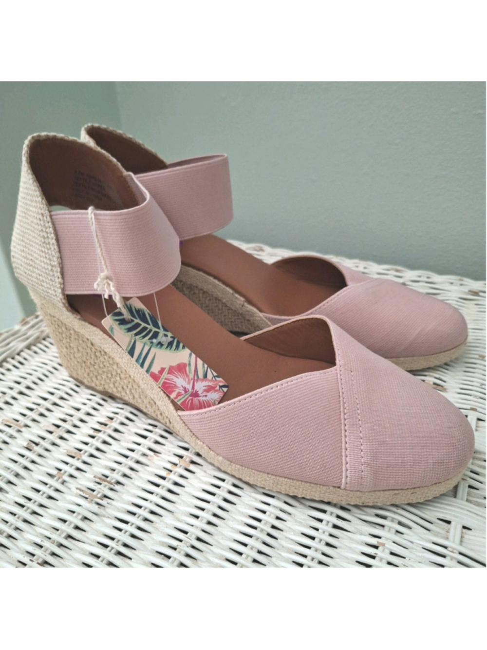 Tommy Bahama Amalia Espadrille Wedge Sandal Womens 8.5 Elastic Ankle Strap Pink